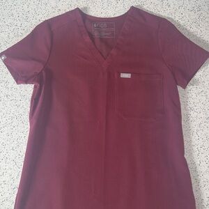 SET Figs Maroon V-Neck Scrub Top & Bottoms